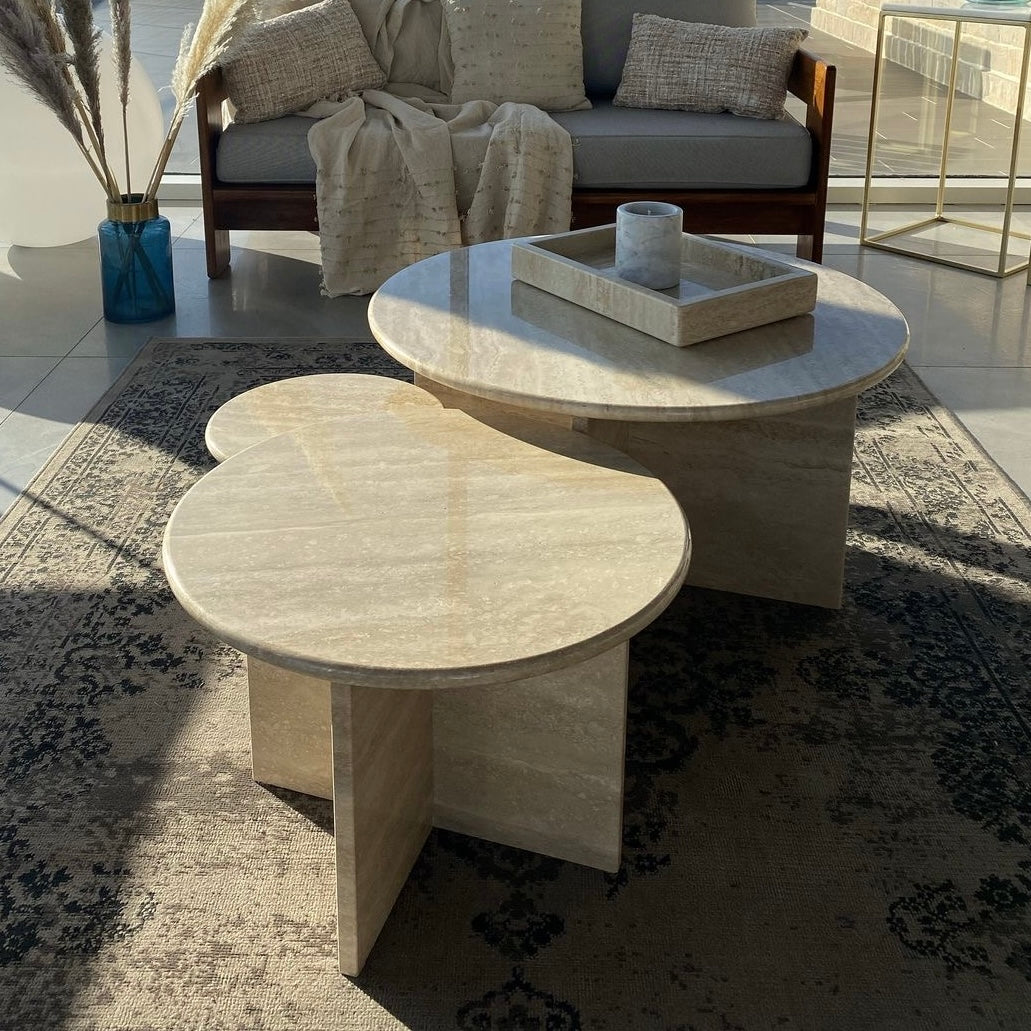 Mesas de mármol Trio Beige Rústico