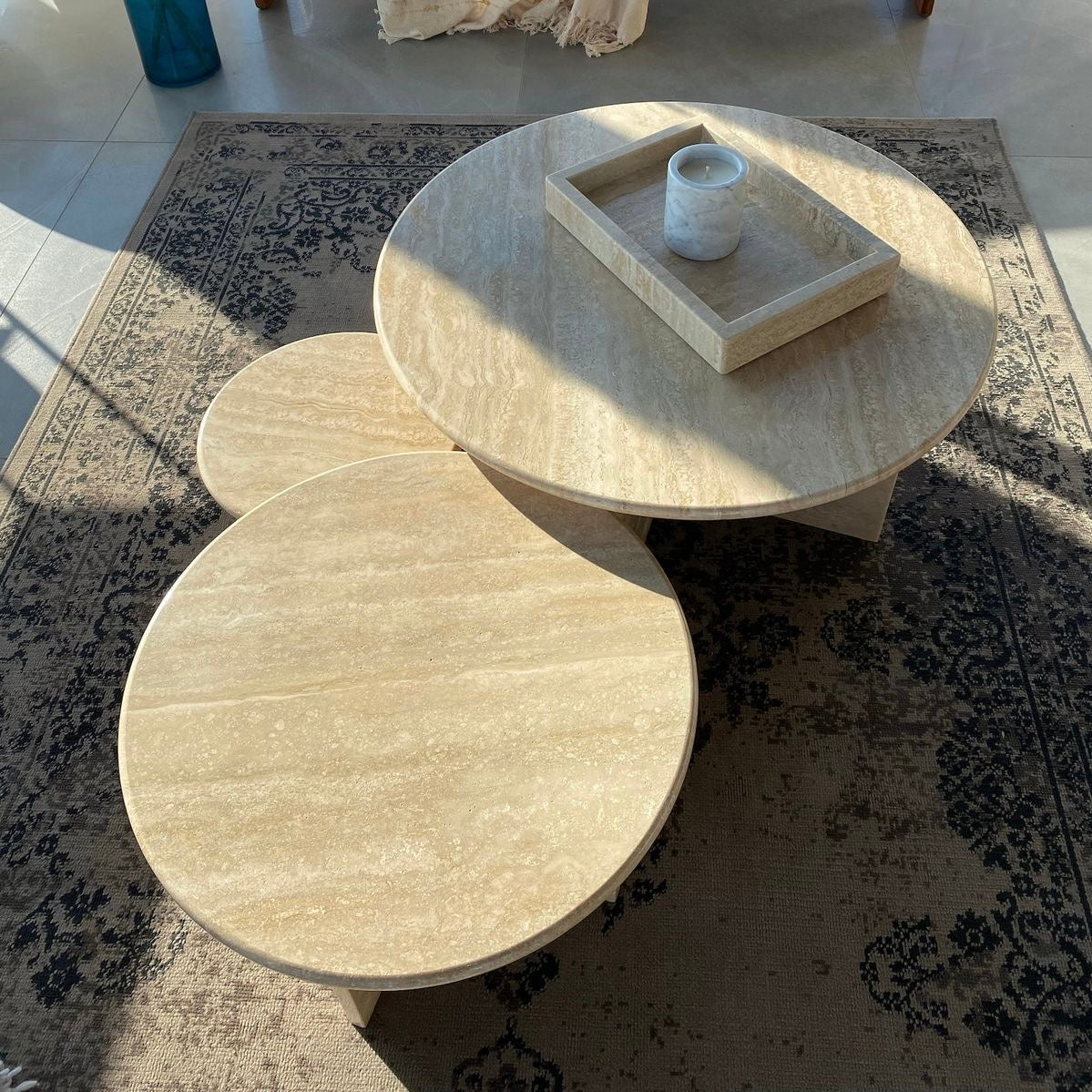 Mesas de mármol Trio Beige Rústico