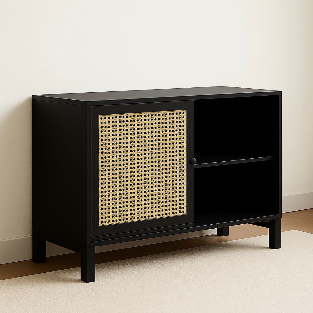 Buffet castaño black y ratán S