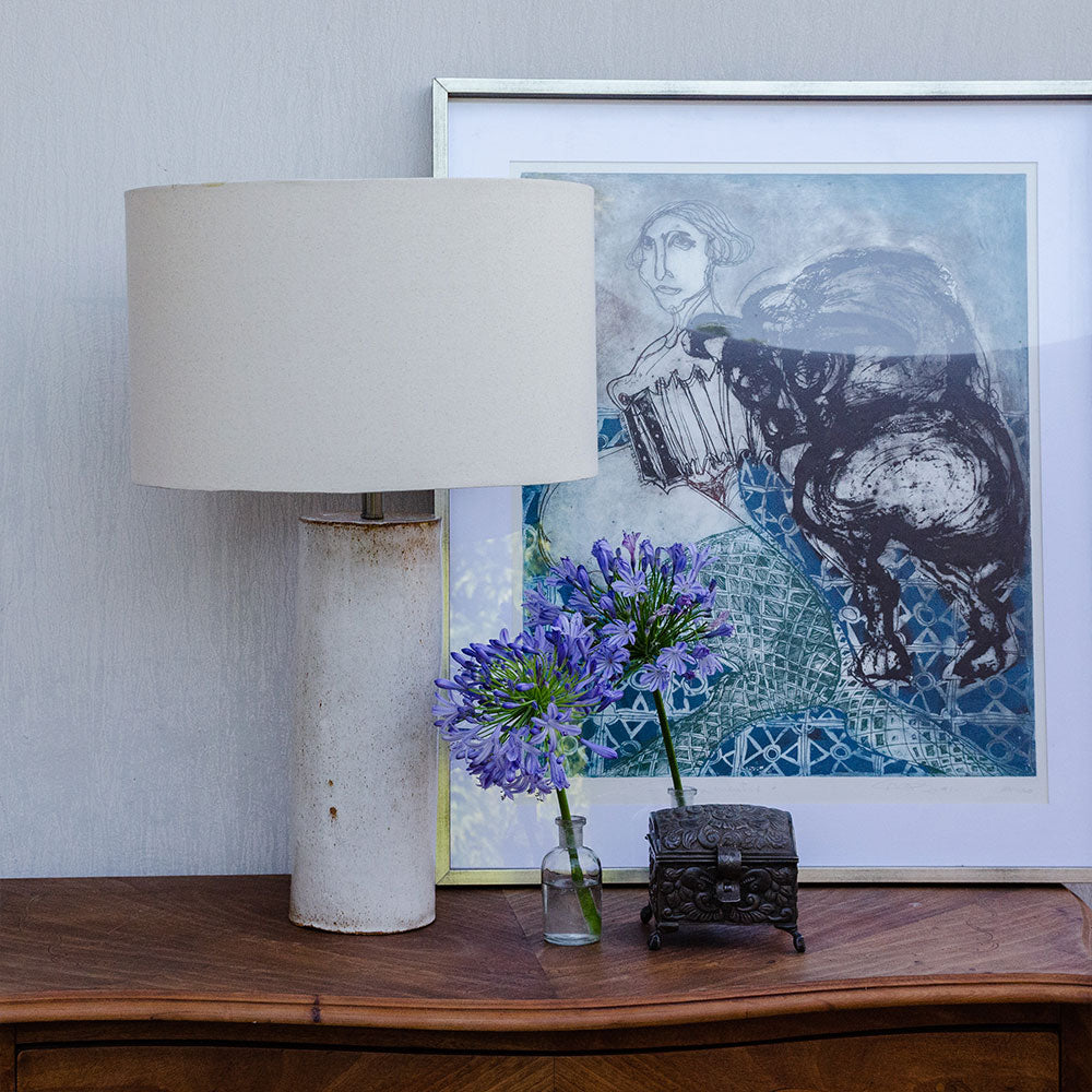 Lámpara de mesa Puelche cerámica gres Blanca