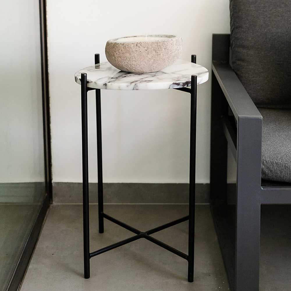 Mesa lateral Perla en mármol