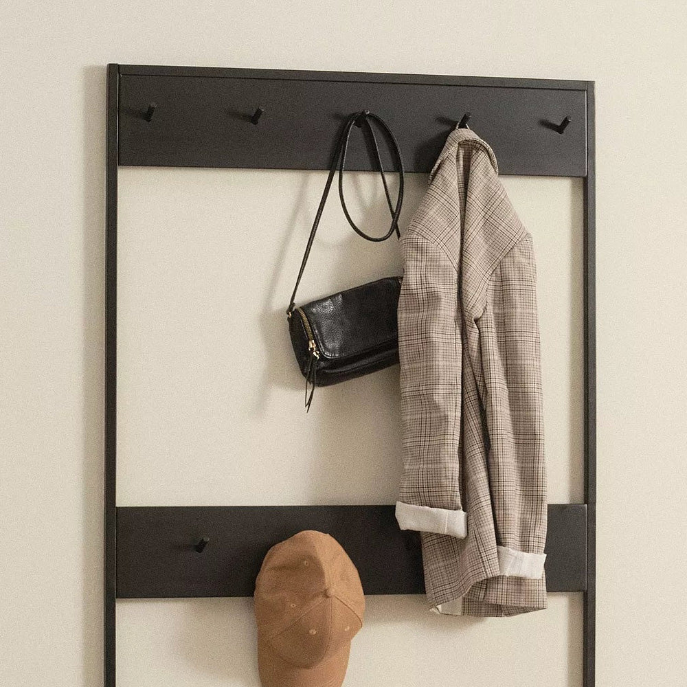 Perchero 2 puertas + ganchos metal Black