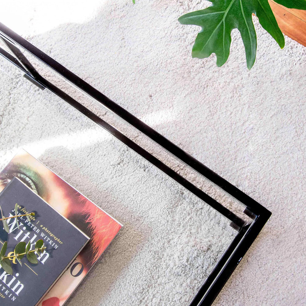 Mesa de Centro 120cm Negra 2 Niveles Glass