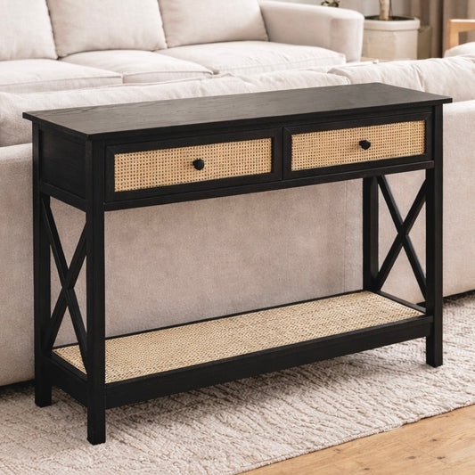 Buffet / Arrimo en lenga black y ratán