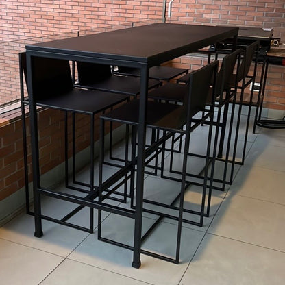 Mesa bar y 6 sillas metal