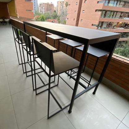 Mesa bar y 6 sillas metal