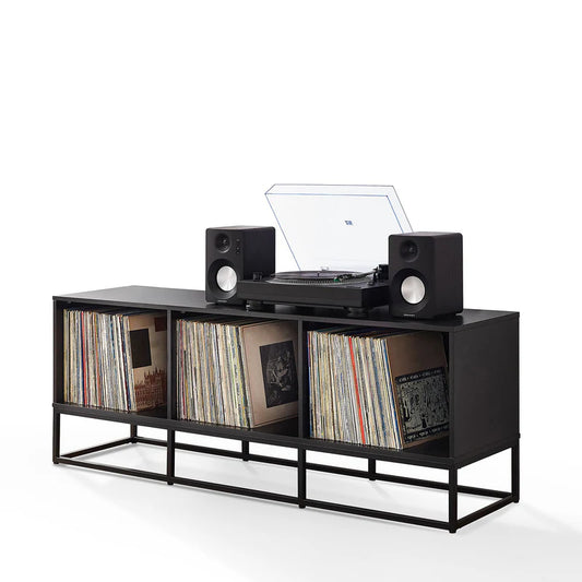 Mueble para vinilos 3 módulos industrial abedul black