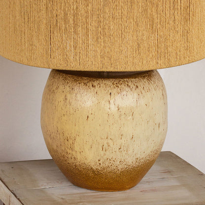 Lámpara de mesa LI cerámica gres Rafia/Crema