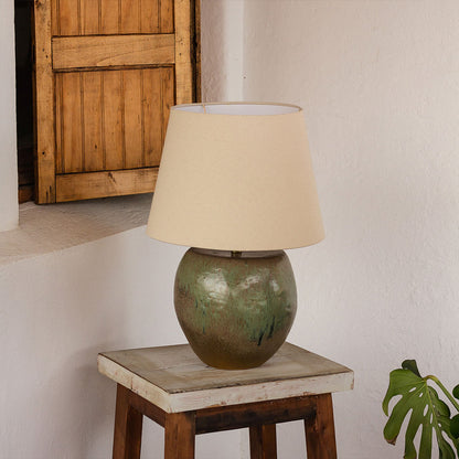 Lámpara de mesa LI cerámica gres Blanca/Verde