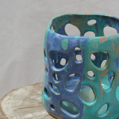 Porta Vela blue cerámica gres