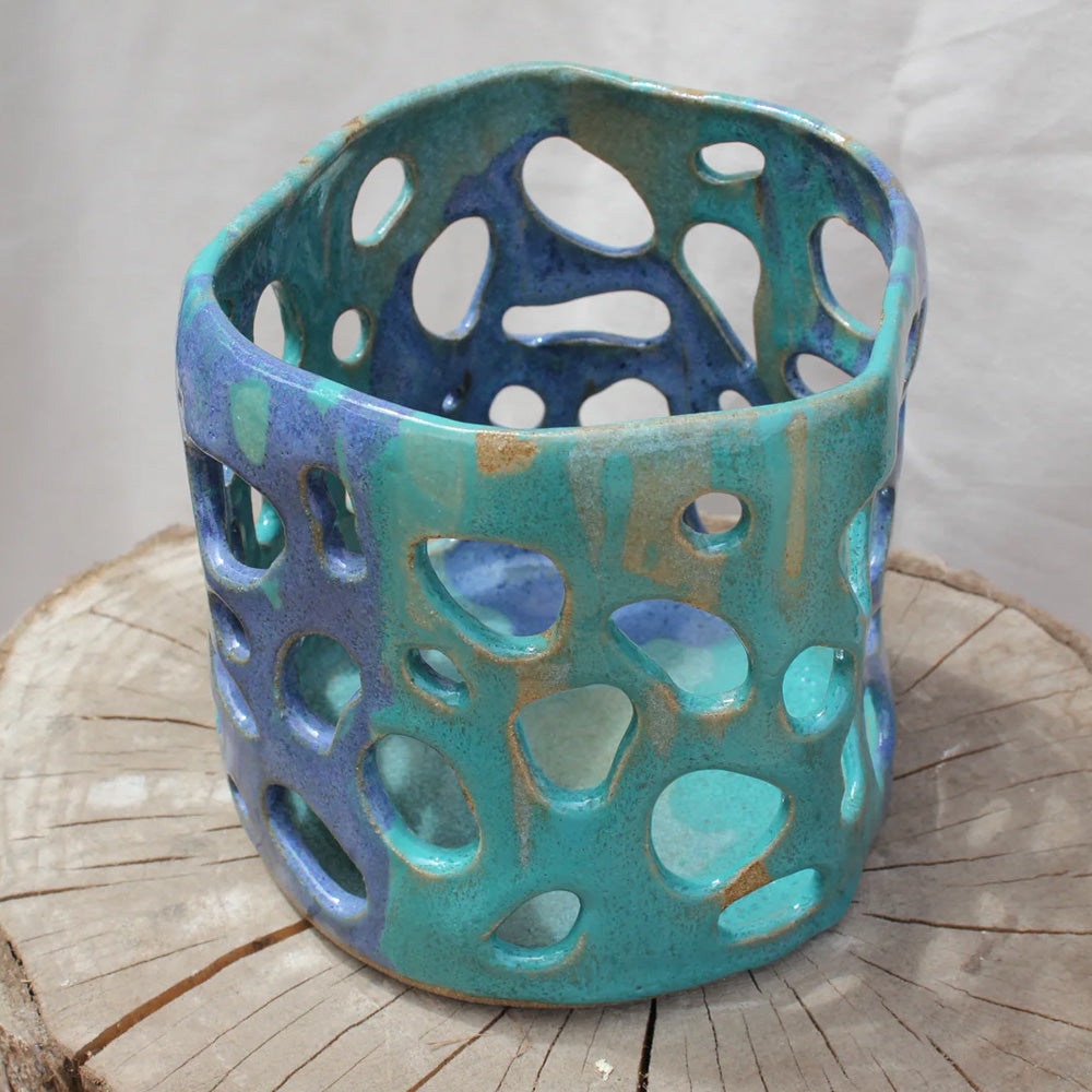 Porta Vela blue cerámica gres