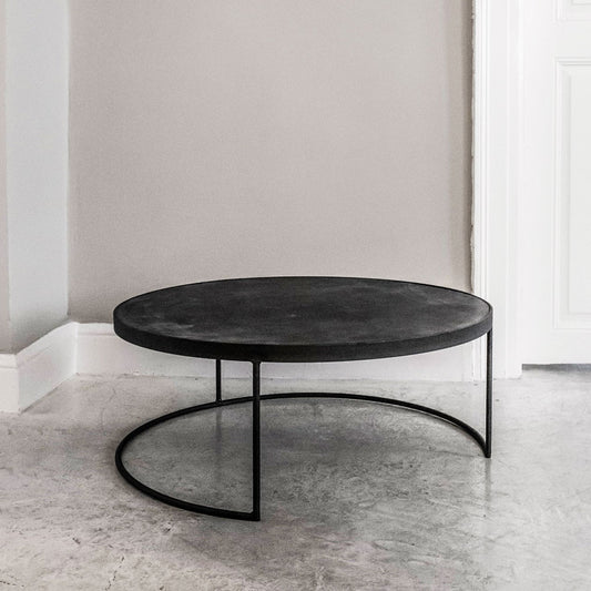 Mesa de Centro circular black Leather