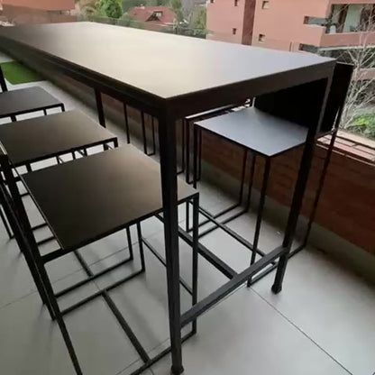 Mesa bar y 6 sillas metal