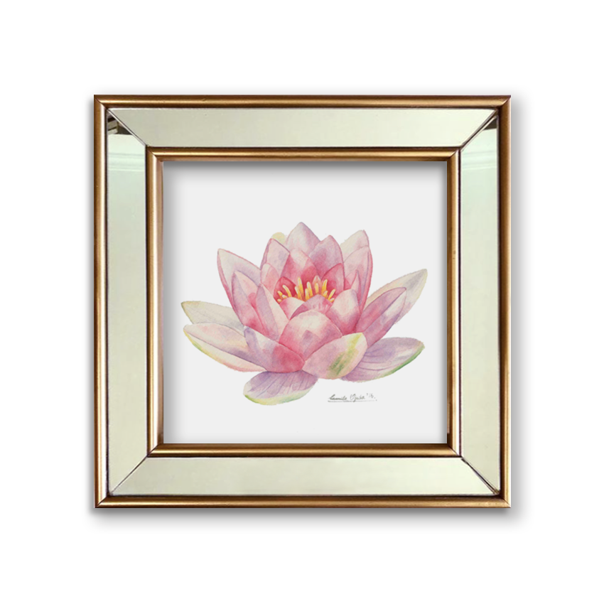 Cuadro Flor de Loto 1 marco espejo 37 x 37 cm