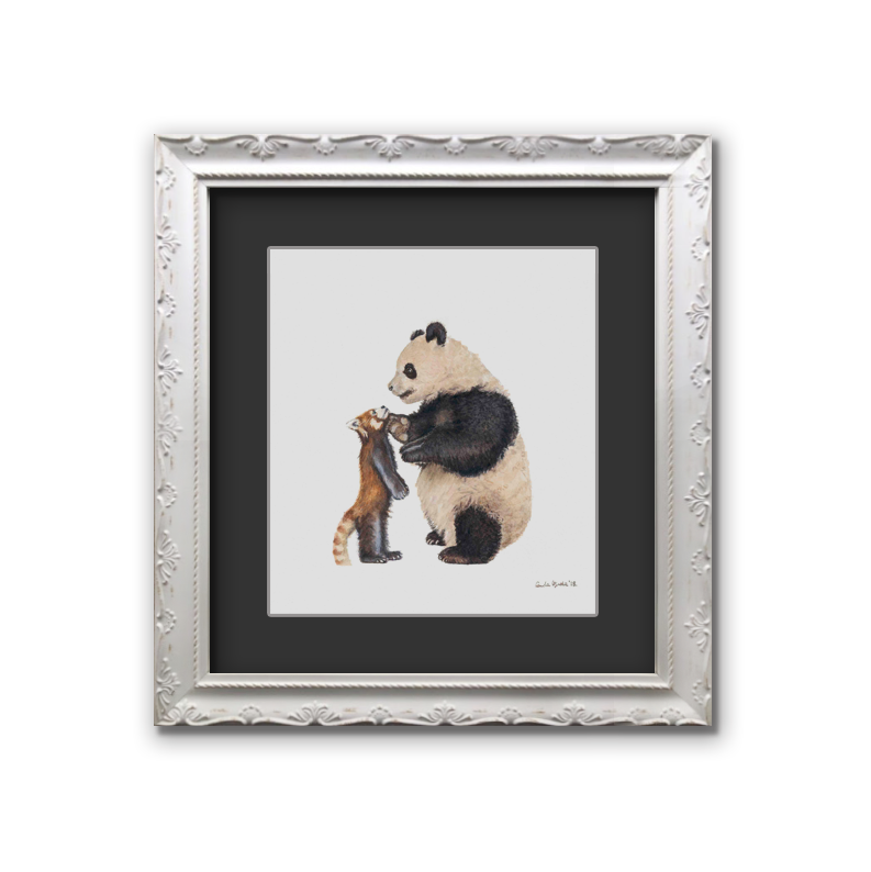 Cuadro Pandas marco blanco greco 38 x 35 cm